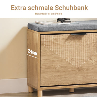 SoBuy | Schuhbank schmal mit Sitzfläche | mit Stauraum | Sonoma Eiche + Grau | FSR199-N