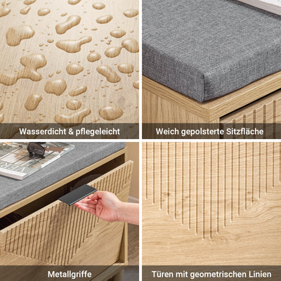 SoBuy | Schuhbank schmal mit Sitzfläche | mit Stauraum | Sonoma Eiche + Grau | FSR199-N