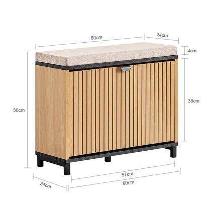 SoBuy | Schuhbank Sitzbank | Schuhregal Schmal | mit Stauraum | Klappfach | Marmor Schwarz | FSR201-N