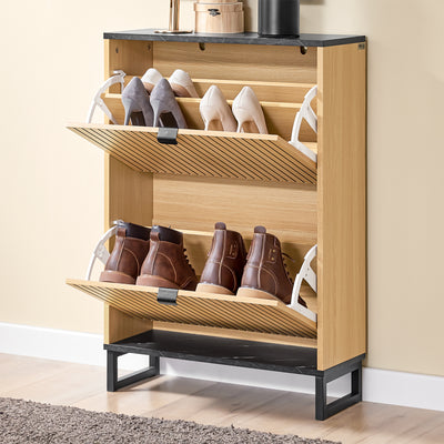 SoBuy Schuhschrank schmal Schuhkipper Schuhregal mit Klappen für 8-12 Paar Schuhe FSR202-N –