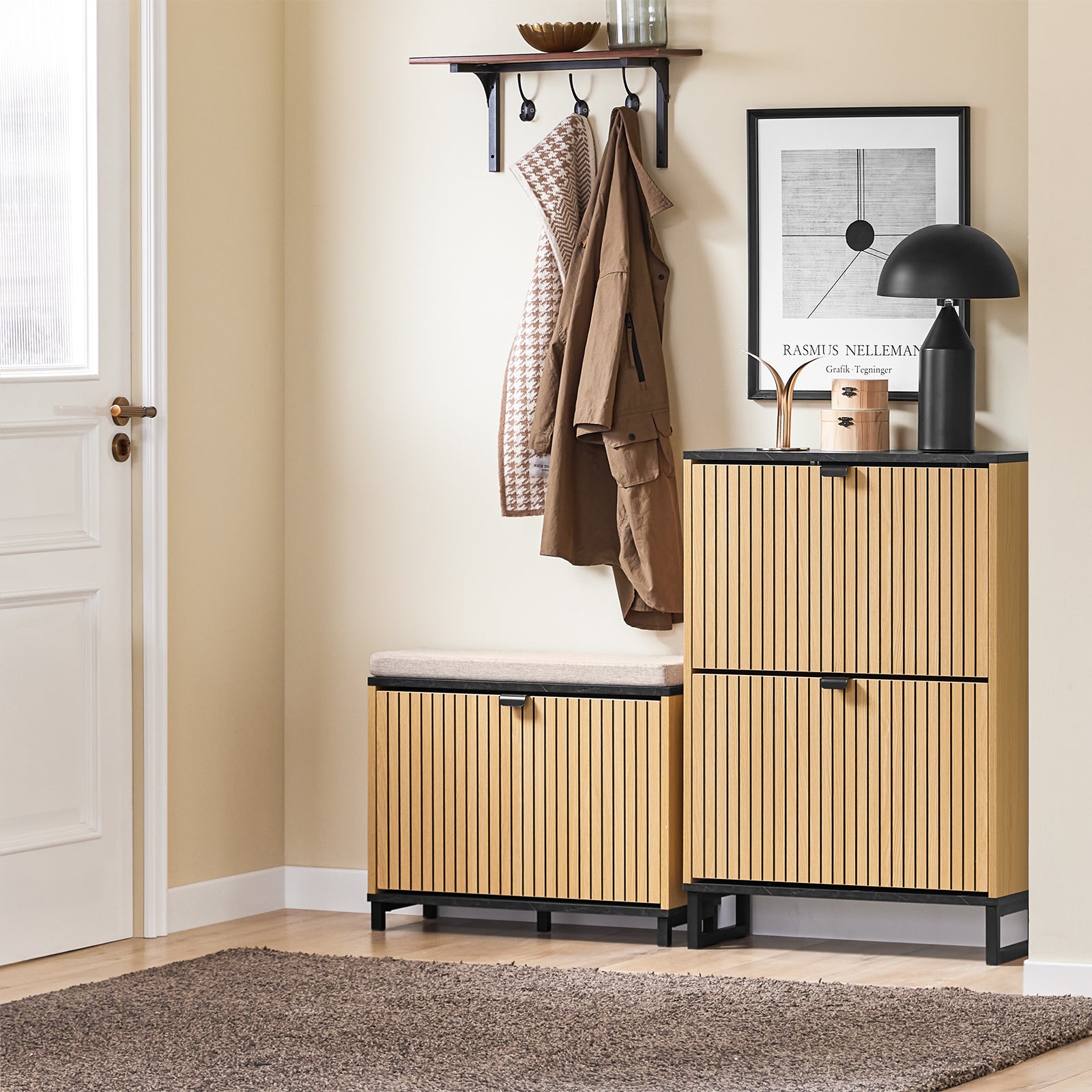 Vorverkauf | SoBuy | Schuhschrank schmal | Schuhregal mit Klappen | für 8-12 Paar | FSR202-N