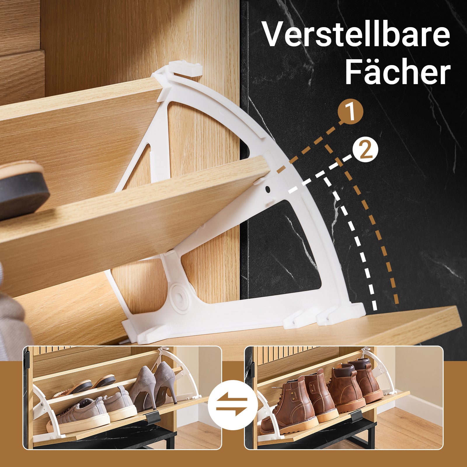 SoBuy | Schuhschrank Schmal | 2 Klappen | Schuhkipper | Schwarz | 90x88x24 cm | FSR203-N