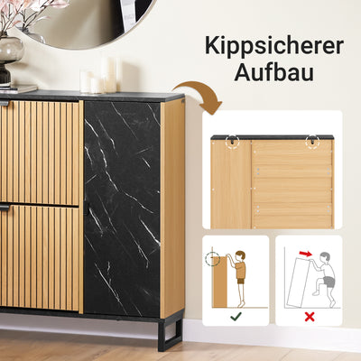 SoBuy | Schuhschrank Schmal | 2 Klappen | Schuhkipper | Schwarz | 90x88x24 cm | FSR203-N