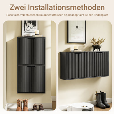 SoBuy | Schuhschrank Schmal Wandmontage | 2-Wege Montage & Anti-Kipp| 19cm Tiefe | Schwarz | FSR204-SCH