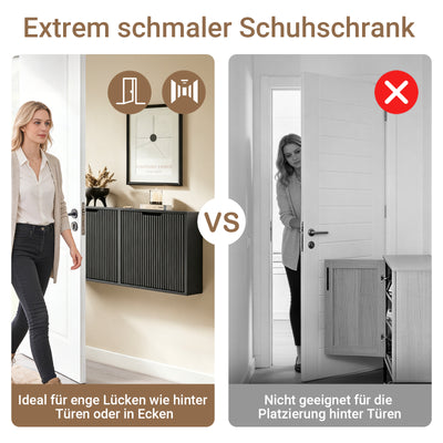 SoBuy | Schuhschrank Schmal Wandmontage | 2-Wege Montage & Anti-Kipp| 19cm Tiefe | Schwarz | FSR204-SCH