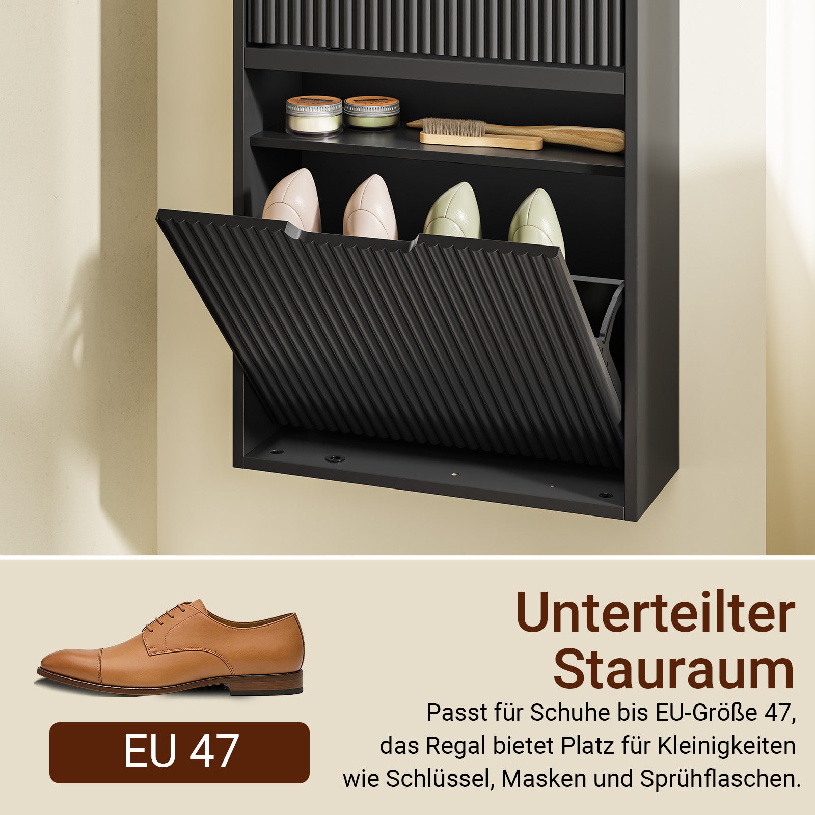 SoBuy | Schuhschrank Schmal Wandmontage | 2-Wege Montage & Anti-Kipp| 19cm Tiefe | Schwarz | FSR204-SCH