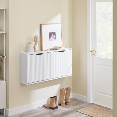 Vorverkauf | SoBuy | Schuhschrank Schmal | Wandmontage |  2-Wege Montage & Anti-Kipp| 19cm Tiefe | Weiß | FSR204-W