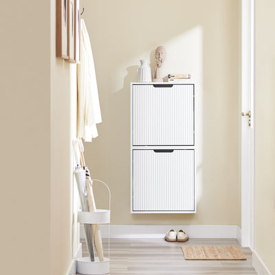 Vorverkauf | SoBuy | Schuhschrank Schmal | Wandmontage |  2-Wege Montage & Anti-Kipp| 19cm Tiefe | Weiß | FSR204-W