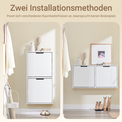 Vorverkauf | SoBuy | Schuhschrank Schmal | Wandmontage |  2-Wege Montage & Anti-Kipp| 19cm Tiefe | Weiß | FSR204-W