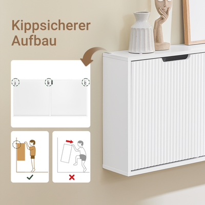 Vorverkauf | SoBuy | Schuhschrank Schmal | Wandmontage |  2-Wege Montage & Anti-Kipp| 19cm Tiefe | Weiß | FSR204-W
