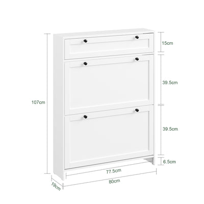 SoBuy | Schuhkipper Schmal | mit 2 Klappen | Weiß | FSR207-W