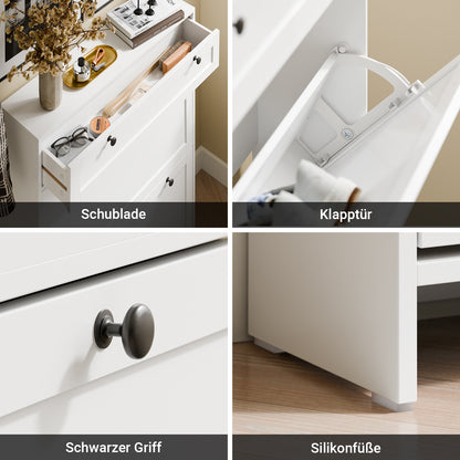 SoBuy | Schuhkipper Schmal | mit 2 Klappen | Weiß | FSR207-W