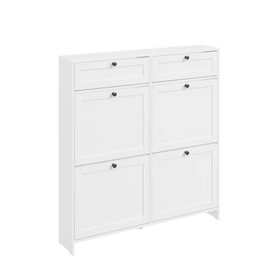 SoBuy | Schuhkipper Schmal | mit 4 Klappen | Weiß | FSR208-W