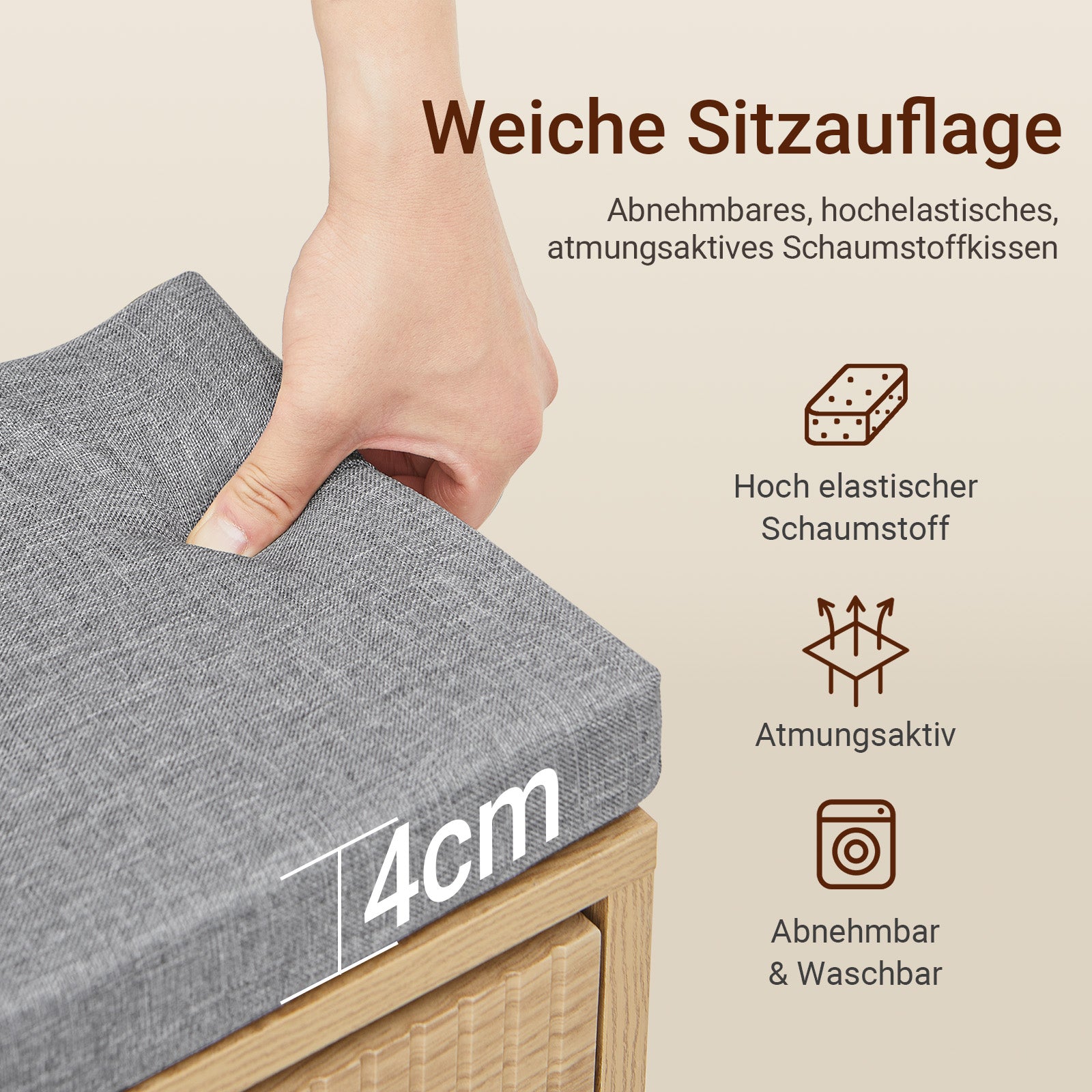 SoBuy Schuhbank schmal mit Sitzfläche für große Schuhe 100x24x50 cm FSR211-N