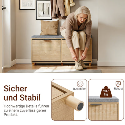 SoBuy Schuhbank schmal mit Sitzfläche für große Schuhe 100x24x50 cm FSR211-N