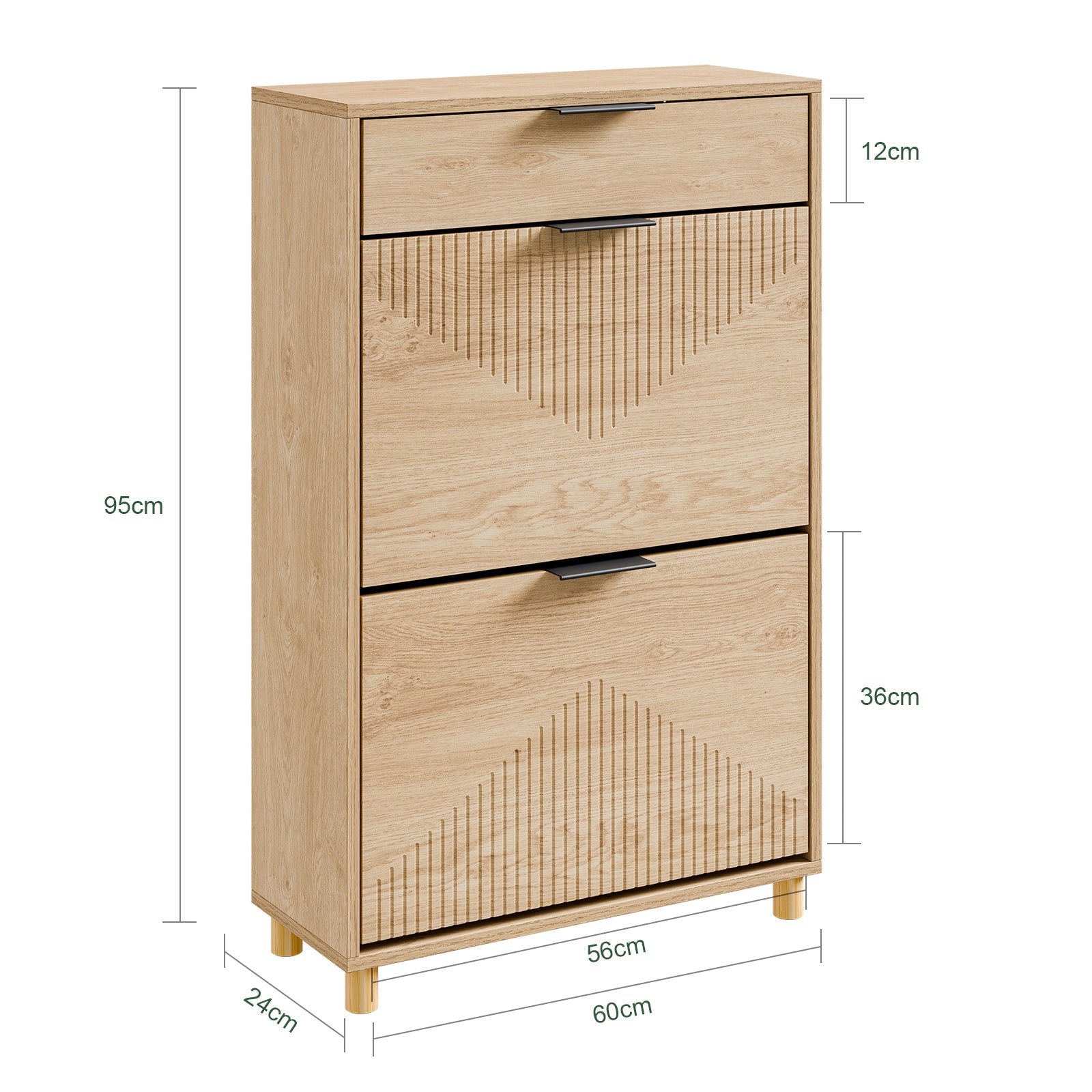 SoBuy Schuhschrank Schmal Holz 24cm breit | große Kapazität für Schuhe bis Größe 47 | Farbe Holz FSR212-N