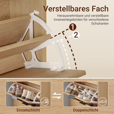 SoBuy Schuhschrank Schmal Holz 24cm breit | große Kapazität für Schuhe bis Größe 47 | Farbe Holz FSR212-N