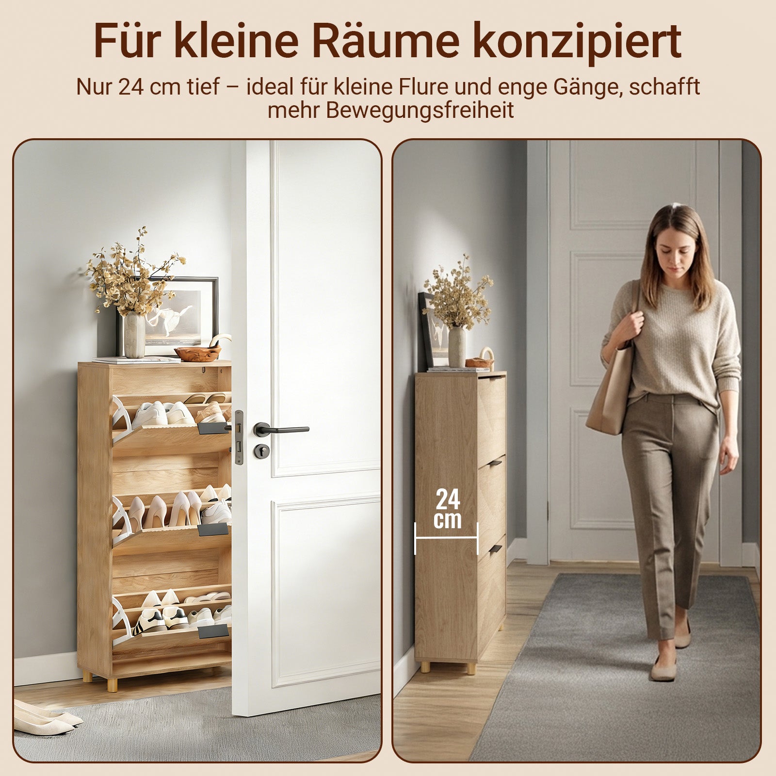 SoBuy Schuhschrank Schmal Holz 24cm breit FSR213-N