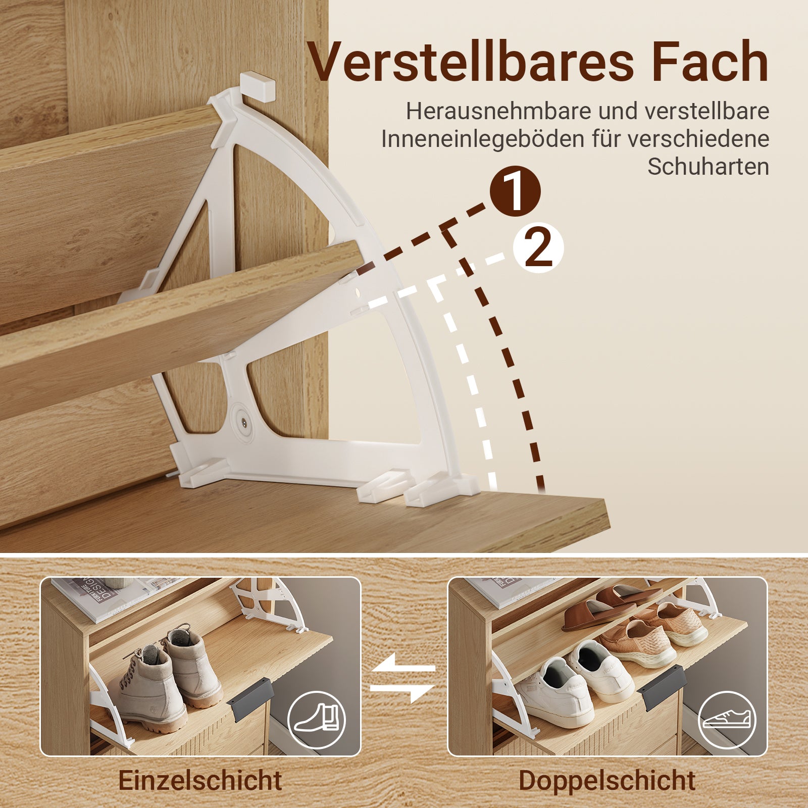 SoBuy Schuhschrank Schmal Holz 24cm breit FSR213-N