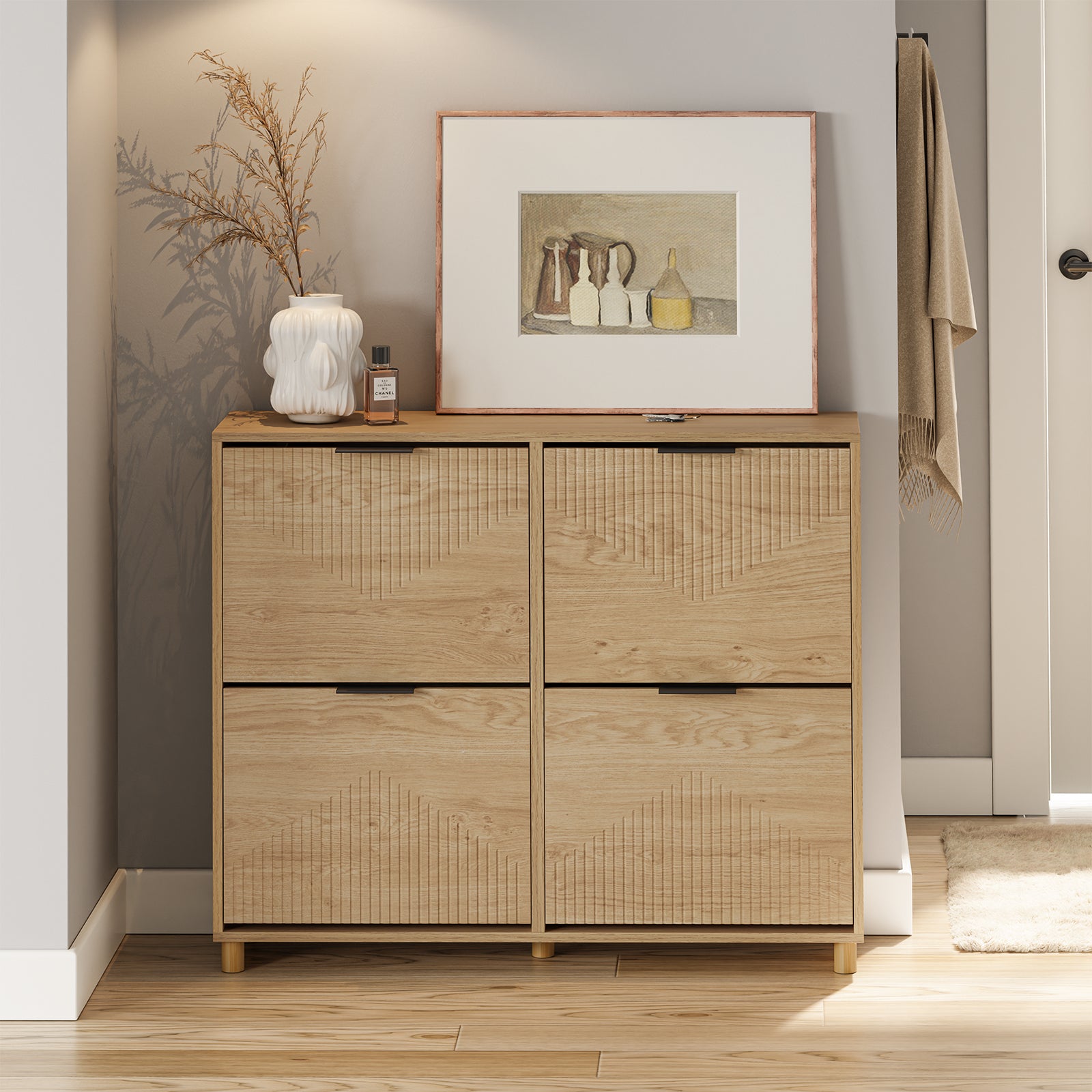 SoBuy schuhschrank schmal 24cm breit Farbe Holz Maße 100x24x83cm FSR214-N