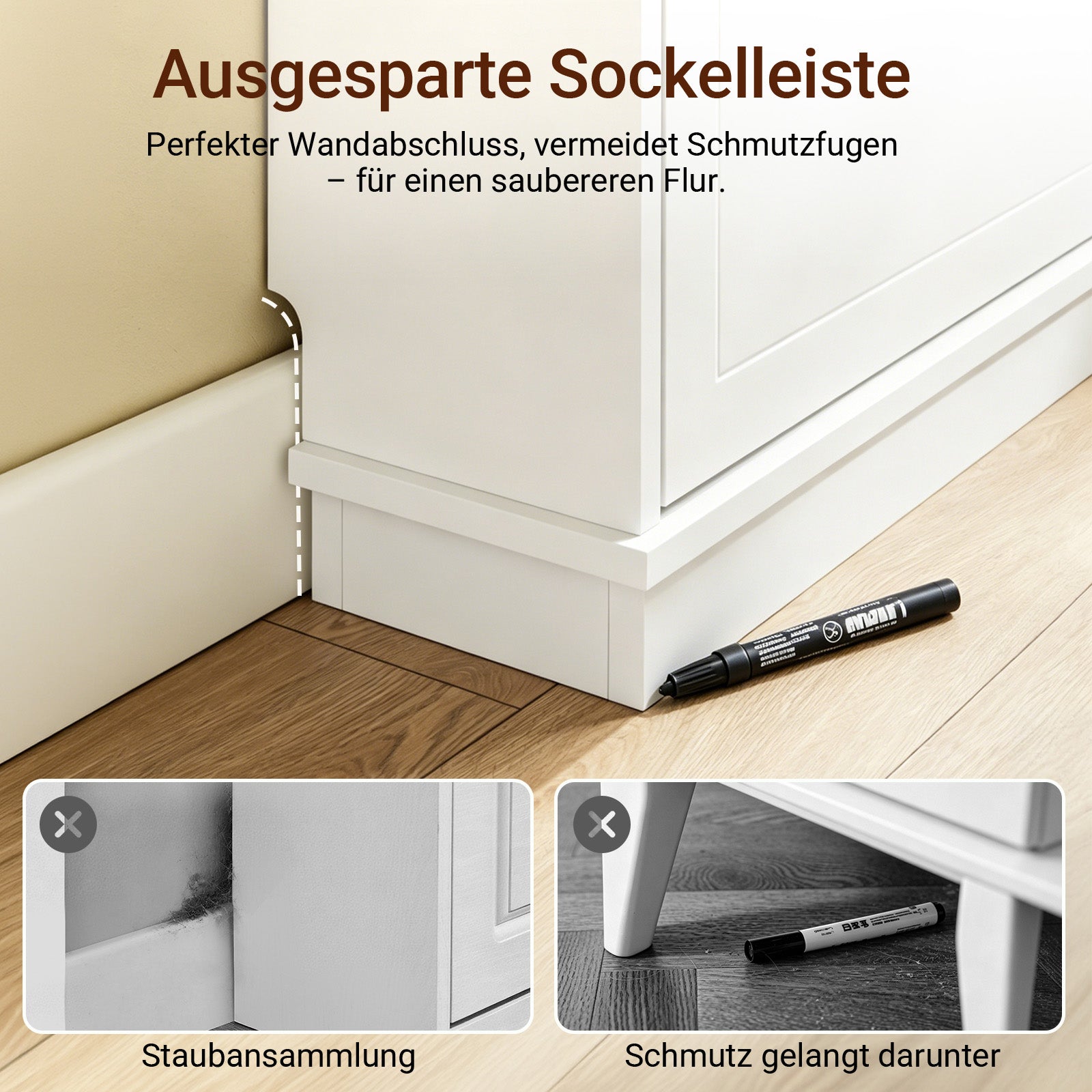 SoBuy | Schuhkipper mit 3 Klappen | Extrem Schmal 18cm | Weiß | FSR215-W