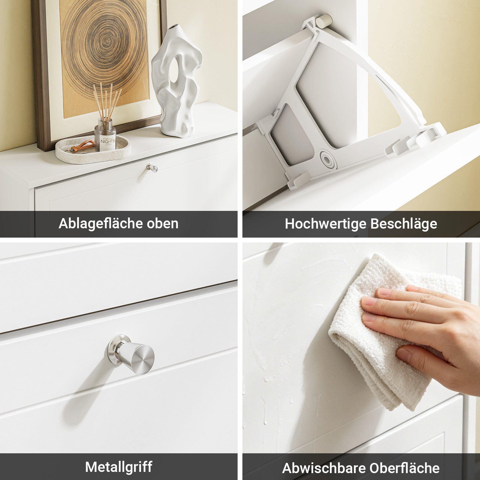 SoBuy | Schuhkipper mit 3 Klappen | Extrem Schmal 18cm | Weiß | FSR215-W