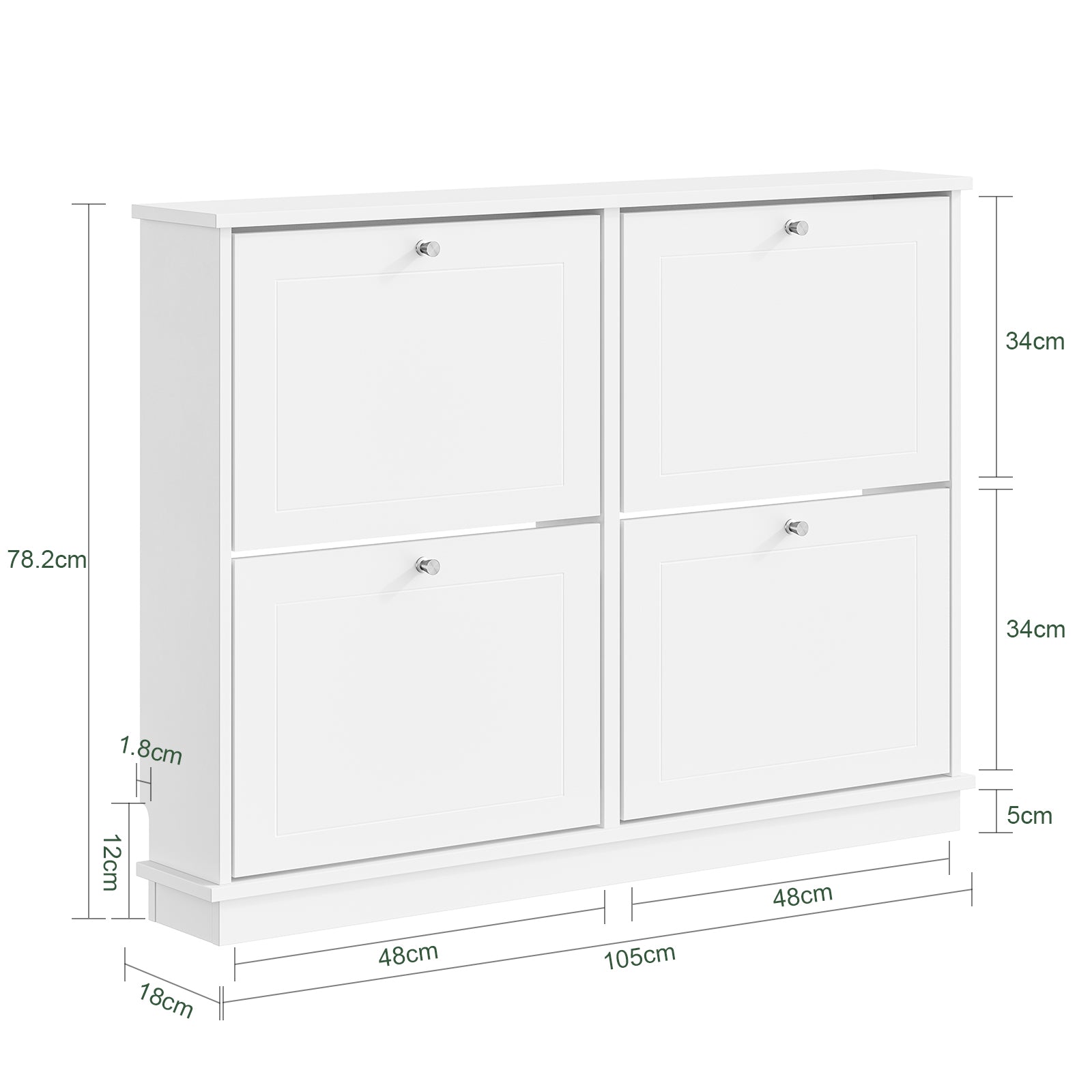 SoBuy | Schuhkipper mit 4 Klappen Extrem Schmal 18cm | Weiß 105×18×78cm | FSR216-W