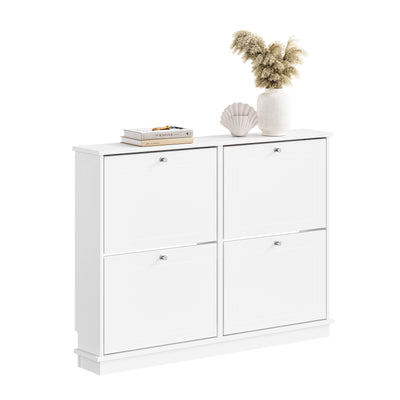 SoBuy | Schuhkipper mit 4 Klappen Extrem Schmal 18cm | Weiß 105×18×78cm | FSR216-W