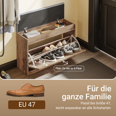 SoBuy Schuhbank schmal 24cm | mit Sitzfläche für große Schuhe bis EU 47 | FSR218-F