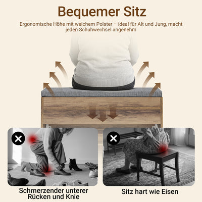 SoBuy Schuhbank schmal 24cm | mit Sitzfläche für große Schuhe bis EU 47 | FSR218-F