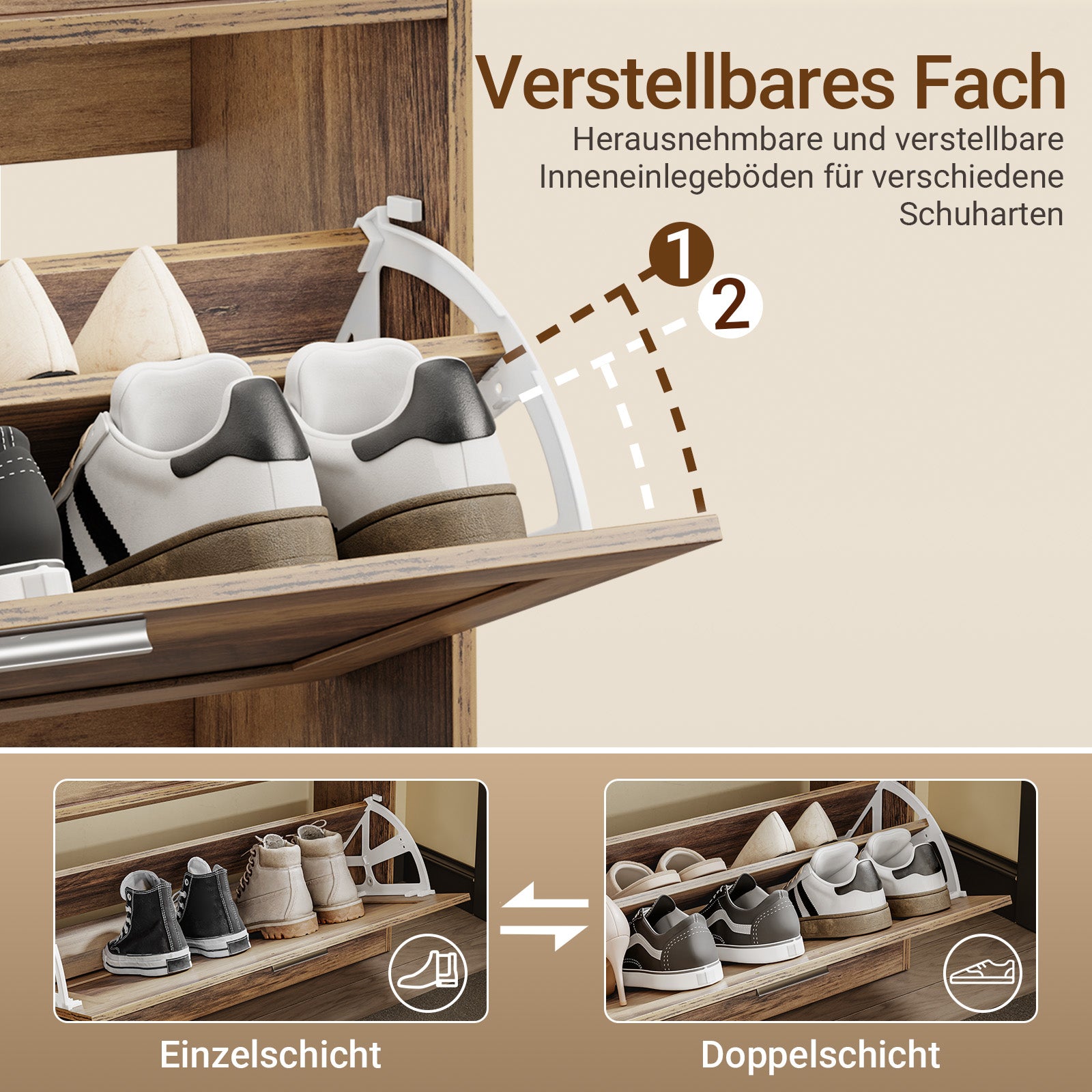 SoBuy Schuhbank schmal 24cm | mit Sitzfläche für große Schuhe bis EU 47 | FSR218-F