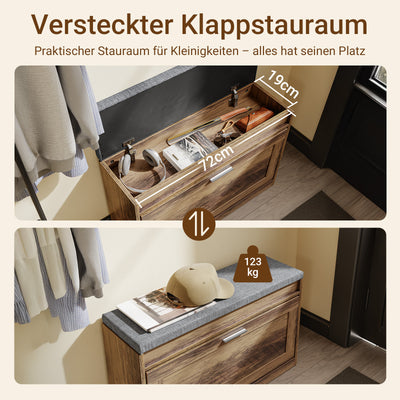 SoBuy Schuhbank schmal 24cm | mit Sitzfläche für große Schuhe bis EU 47 | FSR218-F