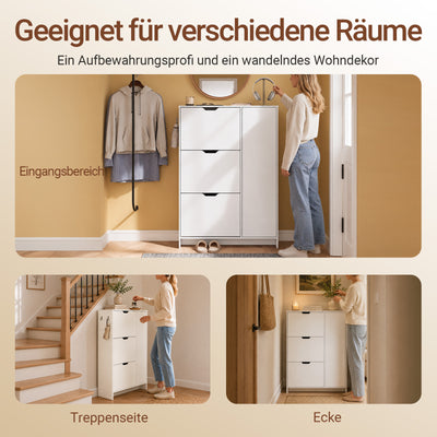 SoBuy Schuhschrank Weiß Klappschrank für 12 Paar Schuhe + 3 Seitenfächer FSR220-W