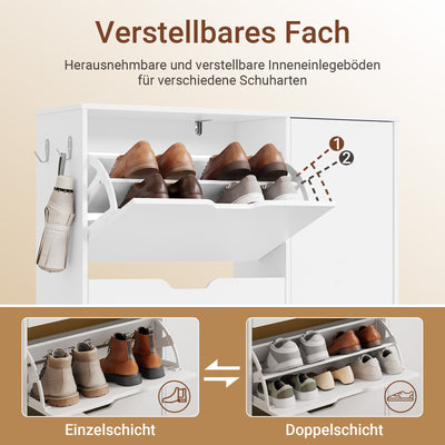 SoBuy Schuhschrank Weiß Klappschrank für 12 Paar Schuhe + 3 Seitenfächer FSR220-W