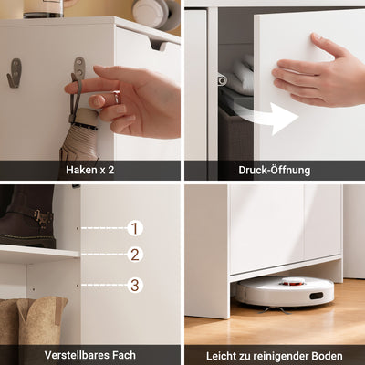 SoBuy Schuhschrank Weiß Klappschrank für 12 Paar Schuhe + 3 Seitenfächer FSR220-W