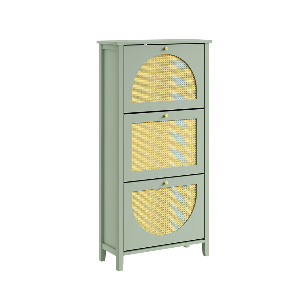 SoBuy | Flurschränke | Schuhschrank schmal hoch mit 3 Klapptüren | Green | FSR222-GR