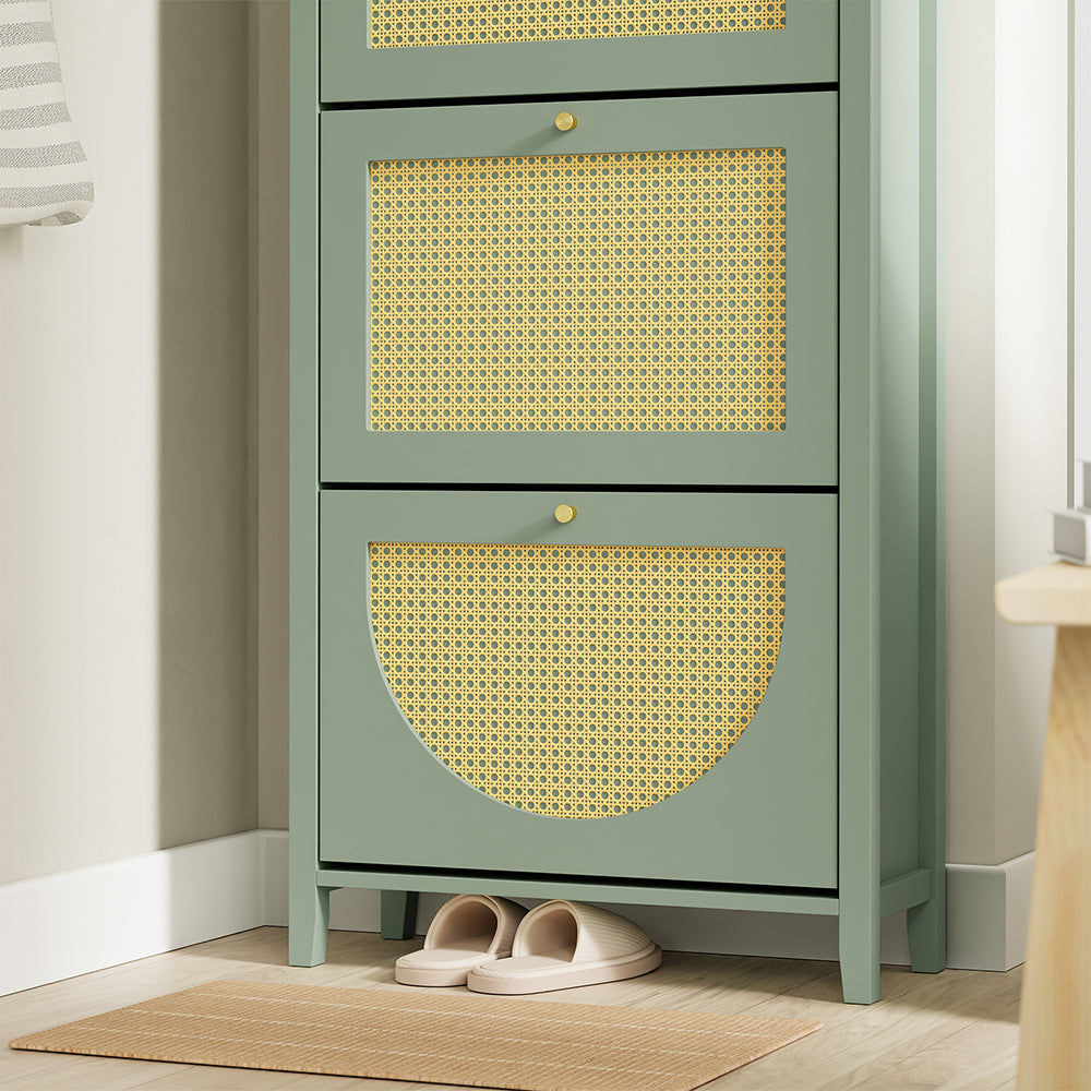 SoBuy | Flurschränke | Schuhschrank schmal hoch mit 3 Klapptüren | Green | FSR222-GR