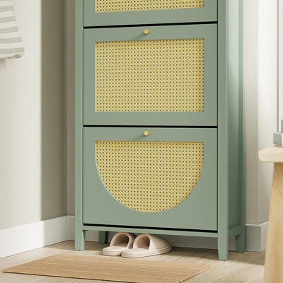 SoBuy | Flurschränke | Schuhschrank schmal hoch mit 3 Klapptüren | Green | FSR222-GR