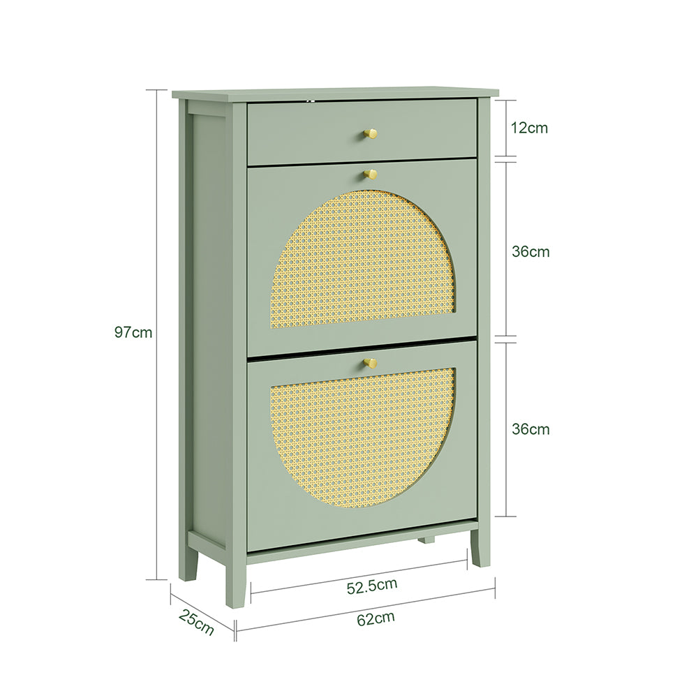 SoBuy | Flurschränke | Schuhschrank schmal hoch mit Schublade | Green | 62×25×97 cm | FSR223-GR