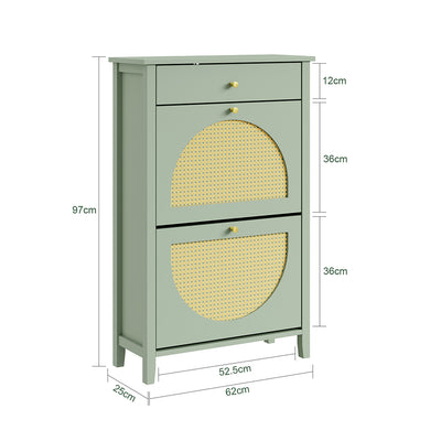 SoBuy | Flurschränke | Schuhschrank schmal hoch mit Schublade | Green | 62×25×97 cm | FSR223-GR