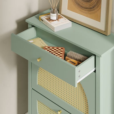 SoBuy | Flurschränke | Schuhschrank schmal hoch mit Schublade | Green | 62×25×97 cm | FSR223-GR