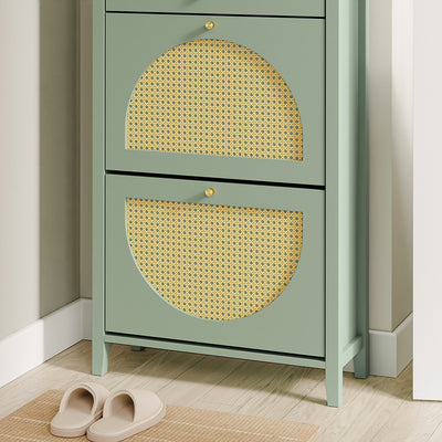 SoBuy | Flurschränke | Schuhschrank schmal hoch mit Schublade | Green | 62×25×97 cm | FSR223-GR