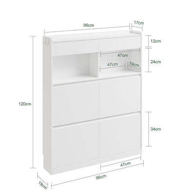 SoBuy | Schuhkipper | Schuhschrank schmal hoch weiß | White | 98×19×120 cm | FSR224-E-W