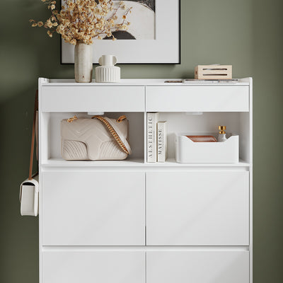SoBuy | Schuhkipper | Schuhschrank schmal hoch weiß | White | 98×19×120 cm | FSR224-E-W