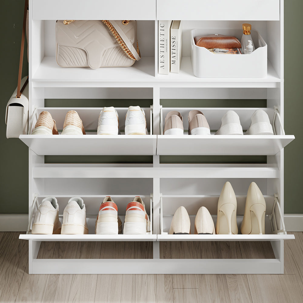 SoBuy | Schuhkipper | Schuhschrank schmal hoch weiß | White | 98×19×120 cm | FSR224-E-W
