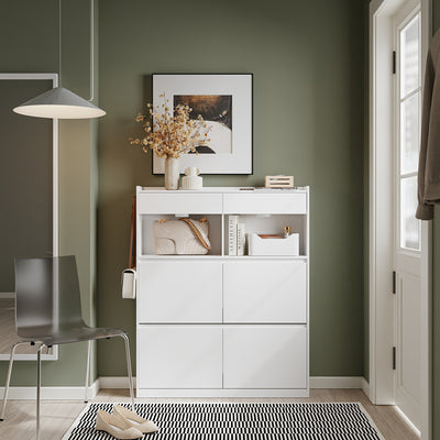 SoBuy | Schuhkipper | Schuhschrank schmal hoch weiß | White | 98×19×120 cm | FSR224-E-W