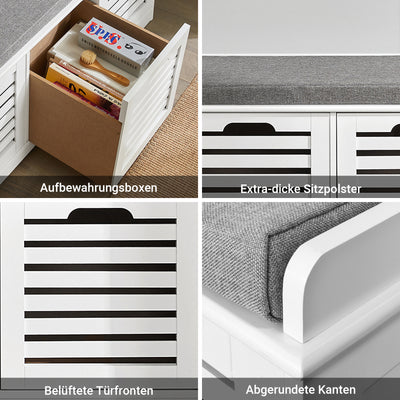 SoBuy | Schuhbank mit Sitzkissen | Schuhtruhe | Sitzkommode Weiß | FSR23-W