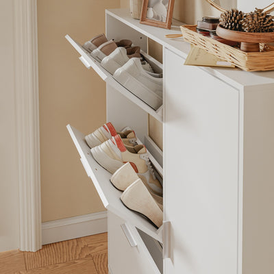 SoBuy | Schuhkipper | Schuhkipper schmal in Weiß | Weiß | 83×14×117.5 cm | FSR230-W