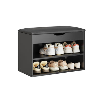 SoBuy | Schuhbank mit Sitzfläche | Schuhregal 3-in-1 | Schwarz | FSR25-SCH