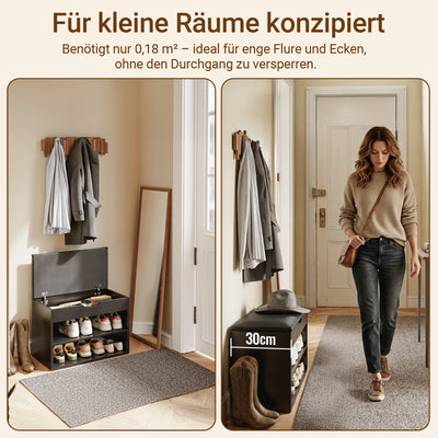 SoBuy | Schuhbank mit Sitzfläche | Schuhregal 3-in-1 | Schwarz | FSR25-SCH